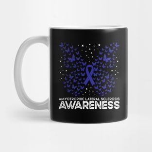 ALS Awareness Blue Ribbon Butterfly, Amyotrophic Lateral Sclerosis Awareness Mug